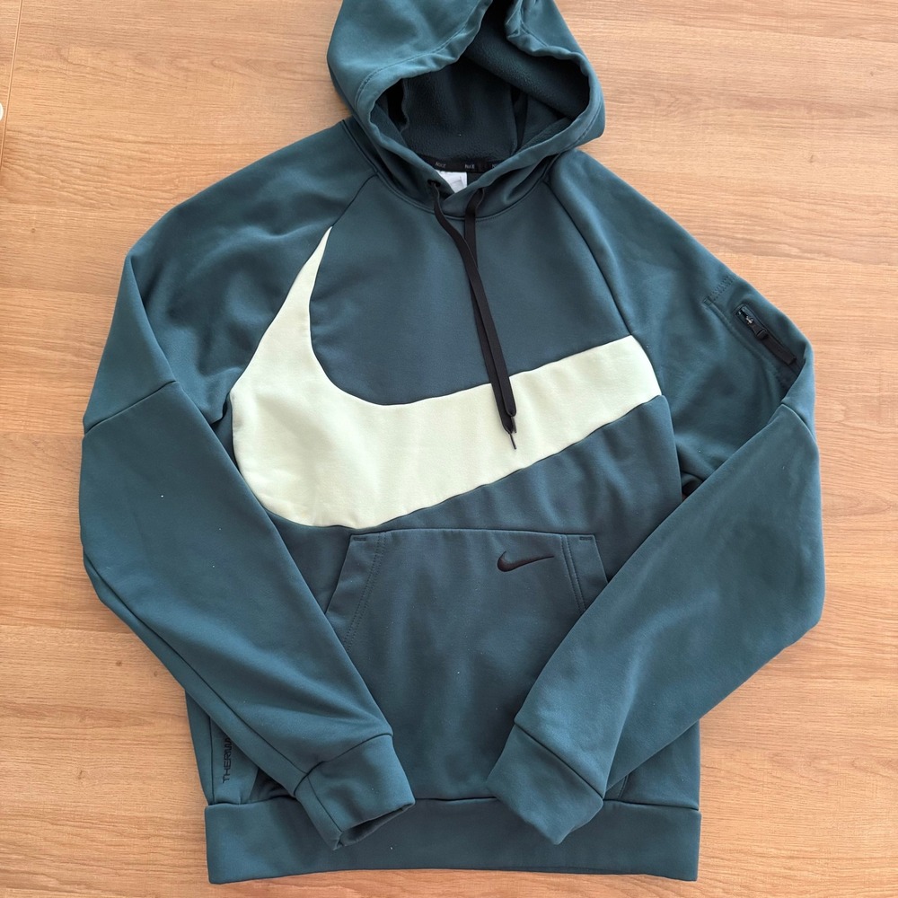 Nike Mens Therma-FIT Hoodie Teal Green Oversized Swoosh DQ5401-301 Small